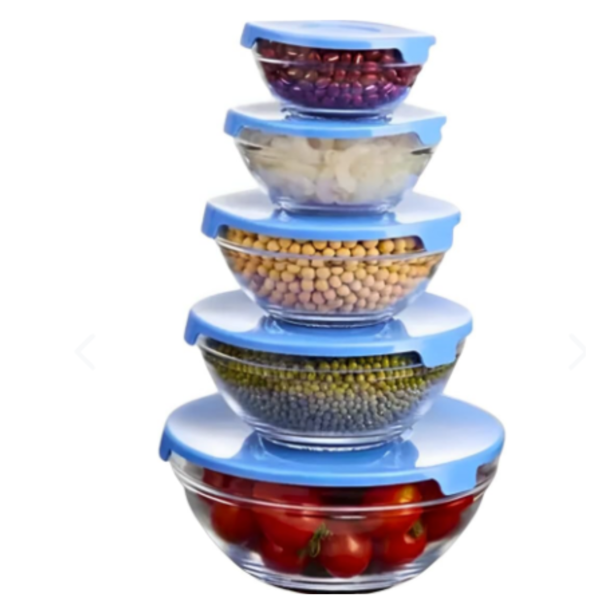 Set 5 Taper Bowl Vidrio Para Alimentos