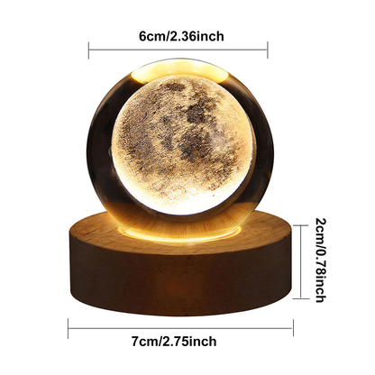 Moonlight® - Lámpara esfera de cristal 3D - Luna y Saturno