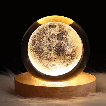 Moonlight® - Lámpara esfera de cristal 3D - Luna y Saturno